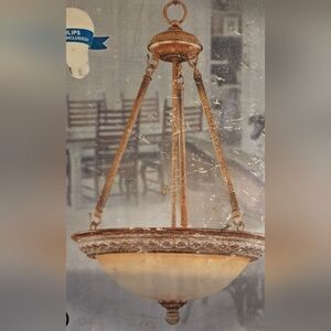 Hanging Pendant w/ etched marble glass dome